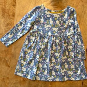 Mini Boden Bunny Print Long Sleeve Fun Jersey Dress